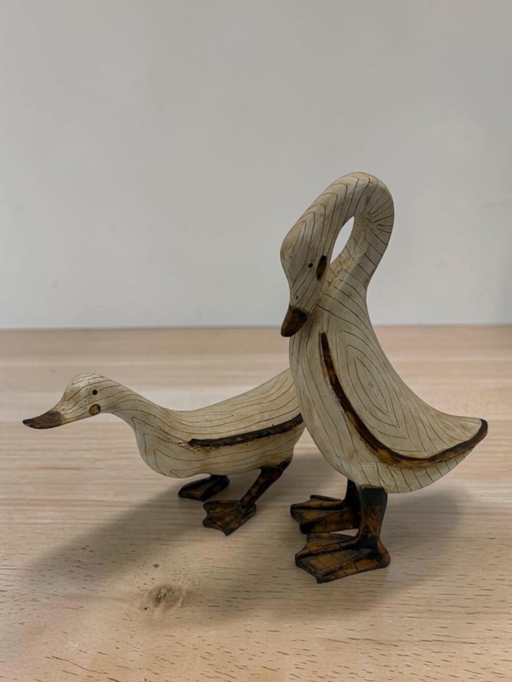 TII Collection Hand Carved Plaster Duck Set Folk Art duck Pair Rustic Farmhouse